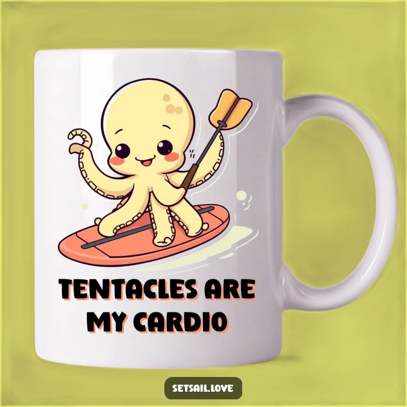 Funny Kawaii Octopus Paddleboarder Mug: A Hilarious Ocean Adventure Gift